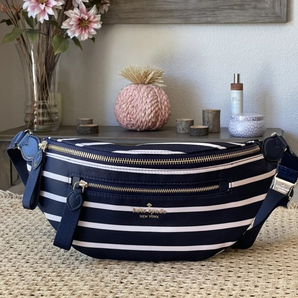 Kate Spade Blue and White Crossbody Bag Nautical Stripes